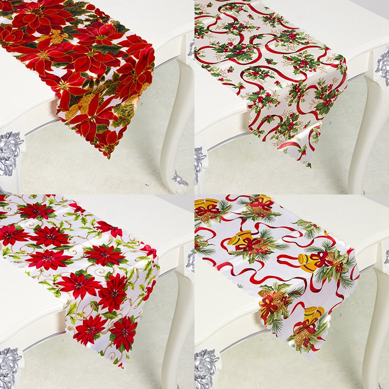 

180*35cm Christmas Table Runner Ornaments Christmas Decorations for Home New Year 2021 Noel Natal Party Table Flags Navidad 2020