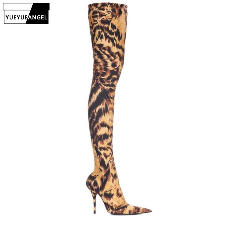 

Plus Size 43 Slim Over The Knee Boots Women Chic Slip On Stiletto High Heels Long Shoes Fashion Pointed Toe Elastic Socks Boots, 11