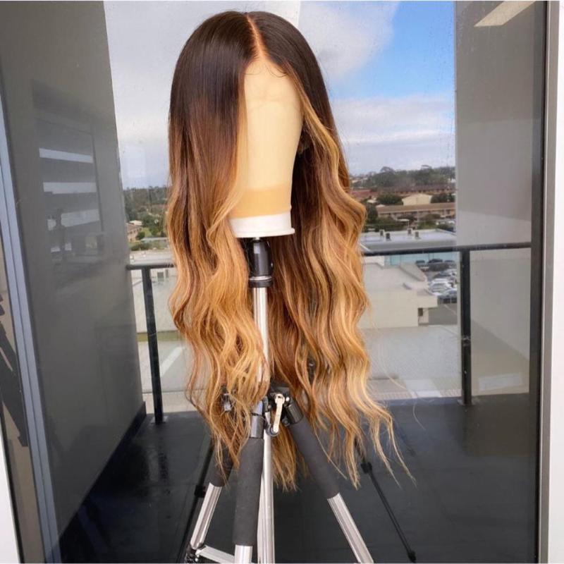

Highlight Wig Ombre Human Hair Wigs 13x4 Lace Front Human Hair Wigs For Women Brown Blonde Wave Lace Front Wig 150 180%, 13x1x4lace wig