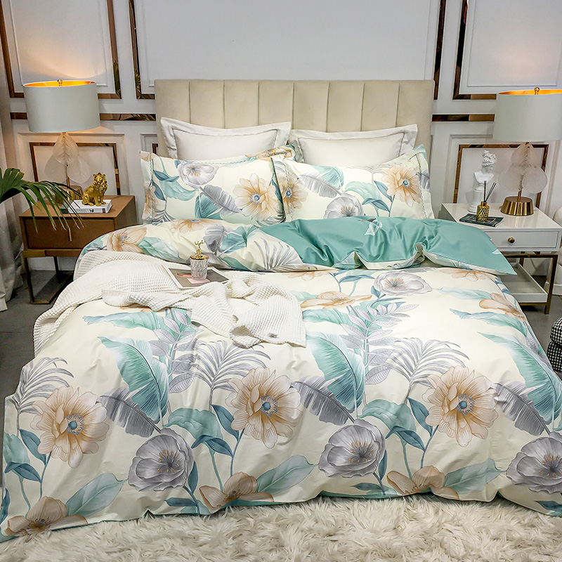 

TUTUBIRD Floral pastoral bedding set high quality cotton bed duvet cover bedclothes king queen size bed flat sheet linen, 10