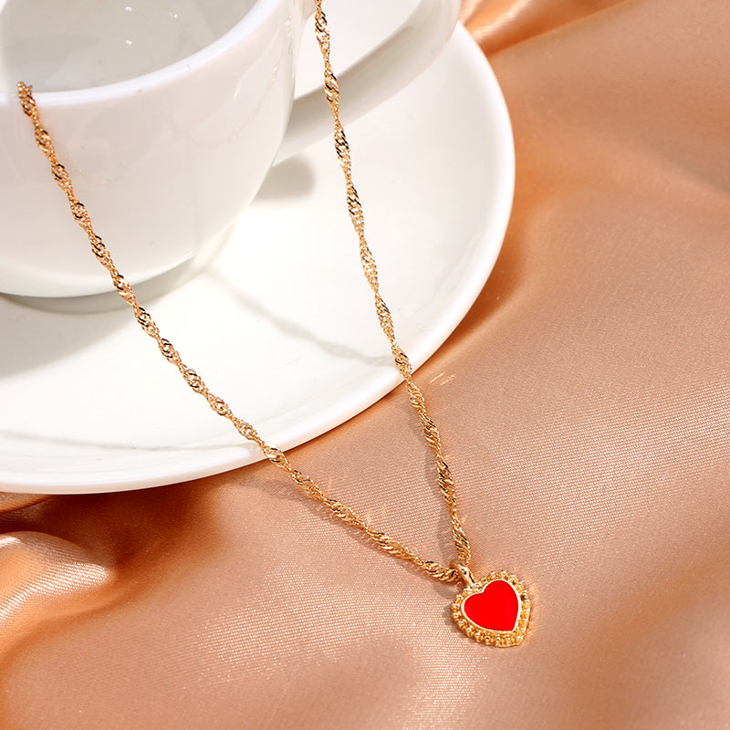 

Flatfoosie Fashion Charm Heart-shaped Pendant Necklace For Women Gold Color Twisted Chain Necklace Jewelry Friendship Gifts