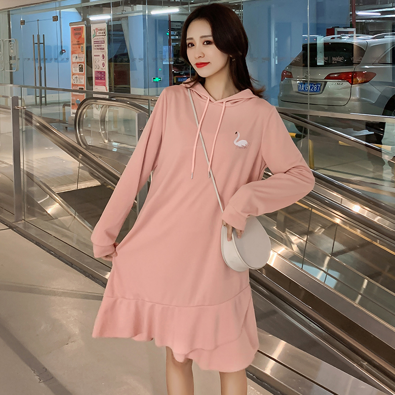 

Maternity Clothes Stylish Sweety Pregnacy Dress Spring Autumn Clothes For Pregnant Women Sweater Bottoming Dress, Pink