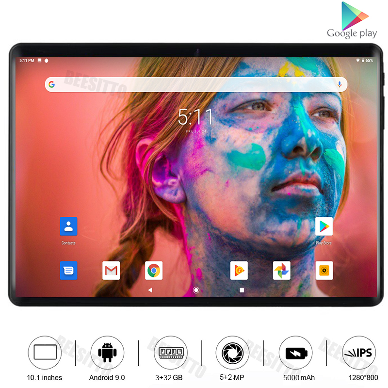 

10 Inch tablet pc Dual SIM 4G LTE 5G WiFi 3GB RAM 32GB ROM Android 9.0 Octa-Core 5MP Bluetooth GPS 1280*800 IPS HD Screen+Gifts, Black