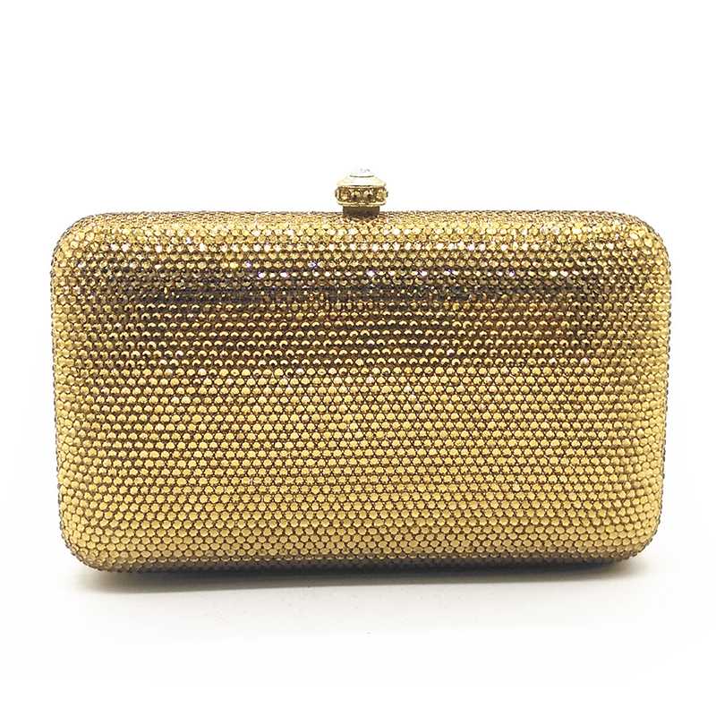 

Gold Full Diamond Ladies Evening Clutches Banquet Bags Women's Dinner Bag 100% Handmade Crystals Female Clutch Party Bags
