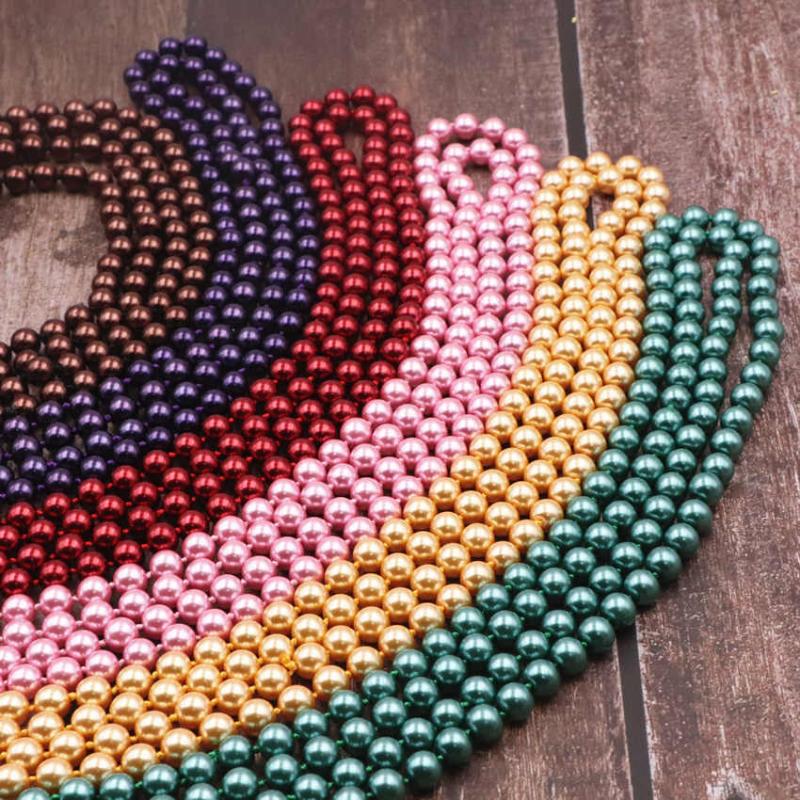 

Fashion Multicolor Simulated Pearl Shell Beads Long Necklace Round Glass Pearls Chain Strand Necklaces Women Jewelry 56" A970