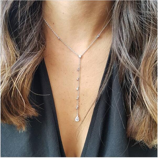 

long women tear drop wedding necklace jewelry sexy 2020 summer long collar chains