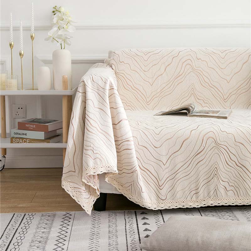 

Full Cover Thicken Chenille Stripe Leaf Non-slip Sofa Throw Nap Blanket All Season Universal Nordic Travel Airplane Blankets