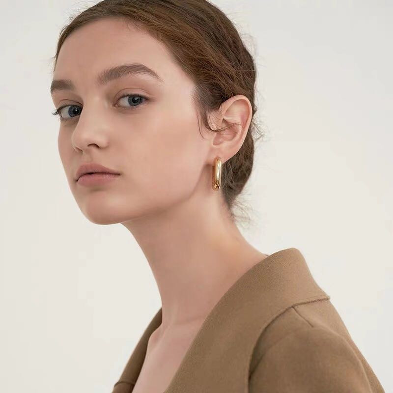 

Rongho Metal Gothic Earrings for Women Fashion Hiphop Earring Gold Brincos Vintage Copper OVal Earring Geometric Jewelry
