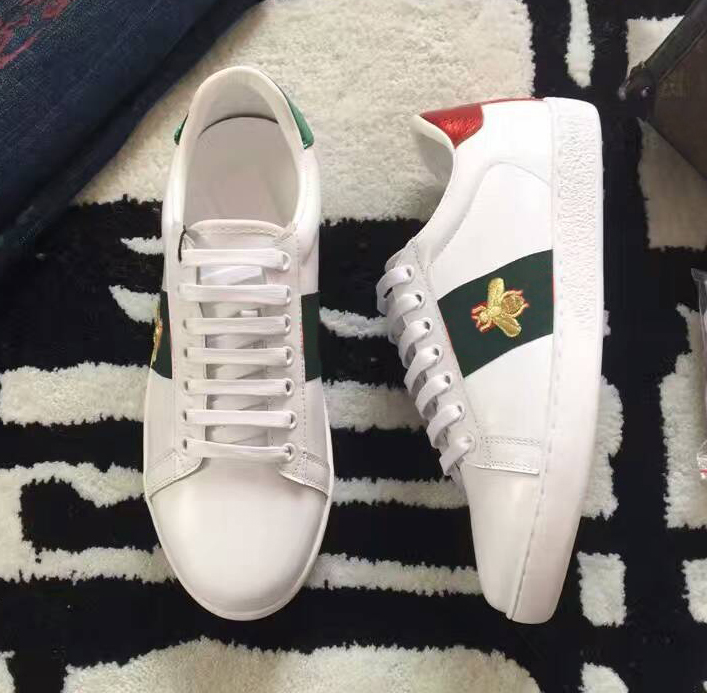 

white bee embroidered shoes men leather new fashion luxury snake tiger print mens womens designers sneakers man woman for lovers women, Color 02
