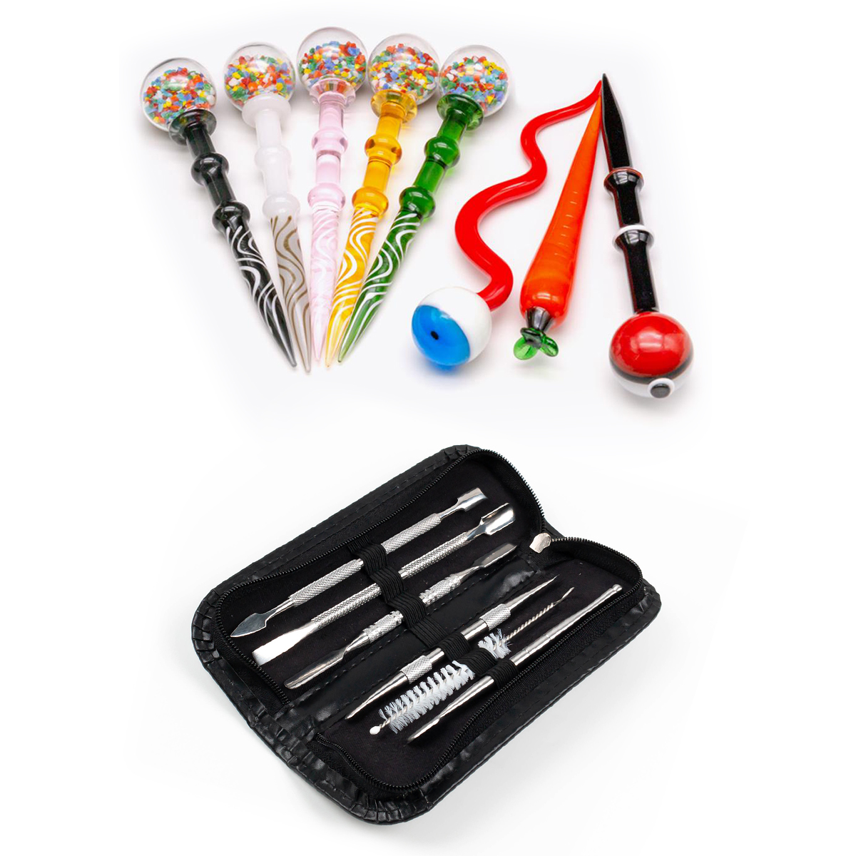 

2019 Colorful Dab Tool Glass Dabber Pink Stick Carve Dab Tools Wax tool Carb Cap for quartz banger Dad Rigs Bong