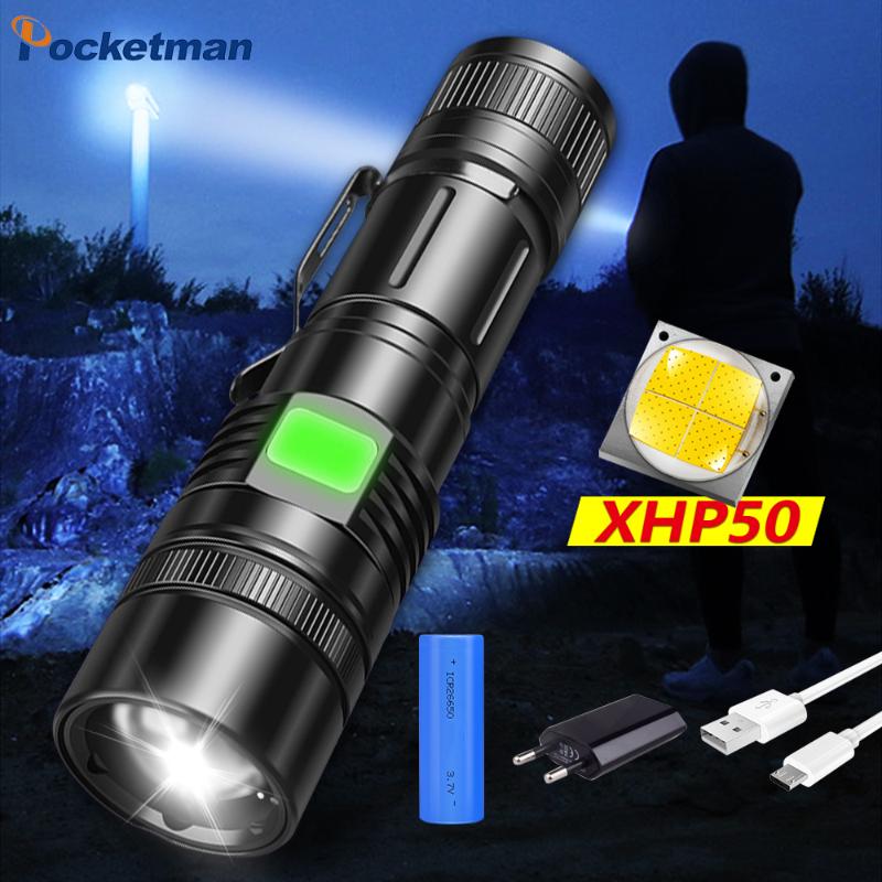 

80000Lm LED XHP50.2 Tactical Torch USB Rechargeable 5 Modes Camping Light Waterproof Zoomable Lantern 18650/26650