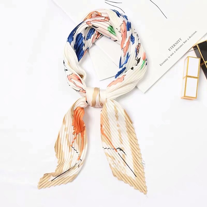 

Designer Women Crinkle Scarf Silk Neck Scarves Female Leopard Print Hair Band Lady Pleated Scarfs 55*55cm