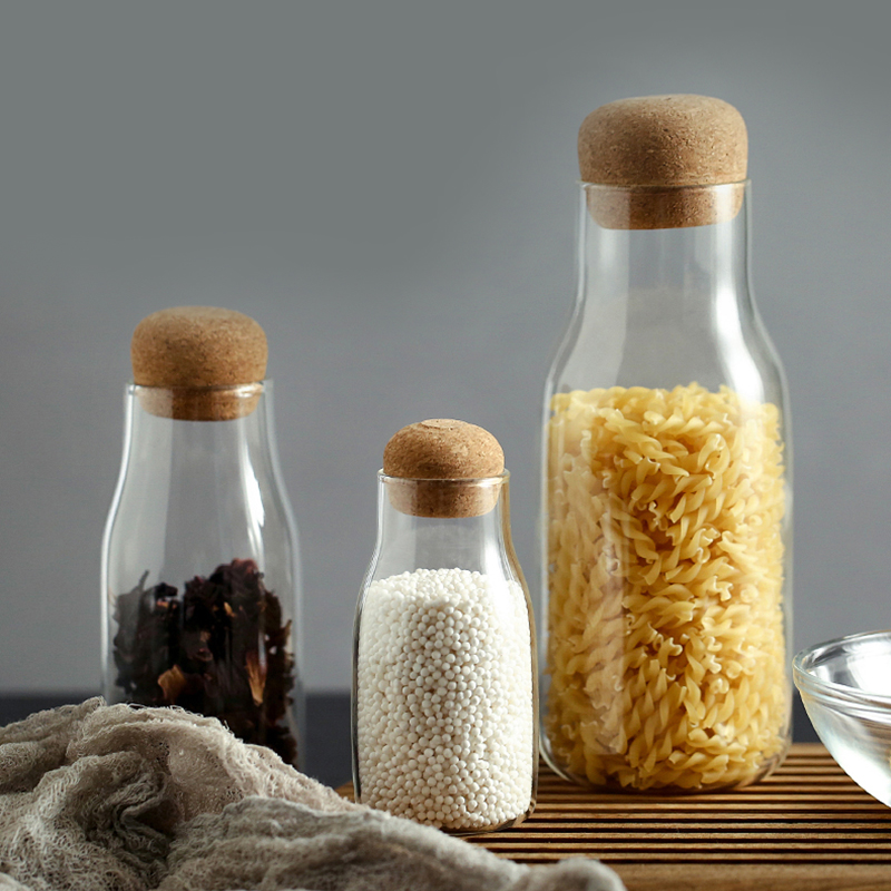 

European-style Cork Glass Storage Bottle Minimalist Home Multifunctional Coffee Bean Storage Container Wishing Bottle