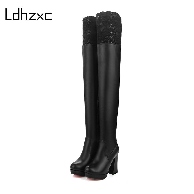 

LDHZXC Boots Women Motorcycle Shoes Platforms over the knee Boots Female Platforms Leather Oxford Shoes Woman High Heels, White