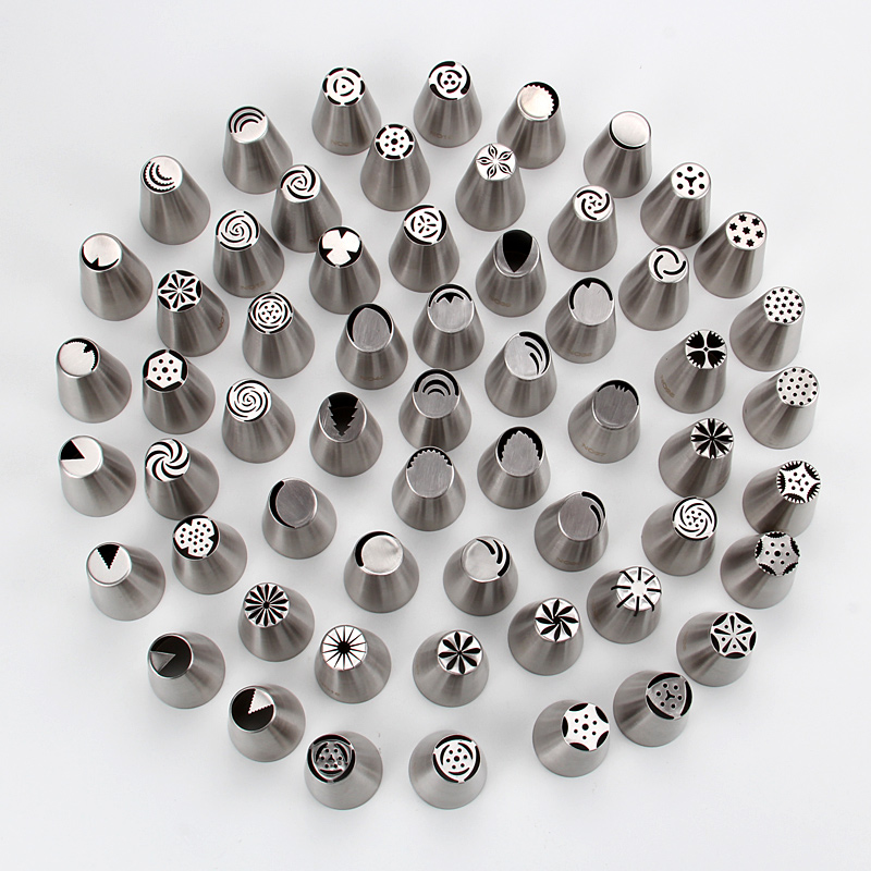 

Free Shipping 59pcs Stainless Steel 304 Cake Cupcake Russian Piping Nozzles set DIY Cupcake Icing Tips set