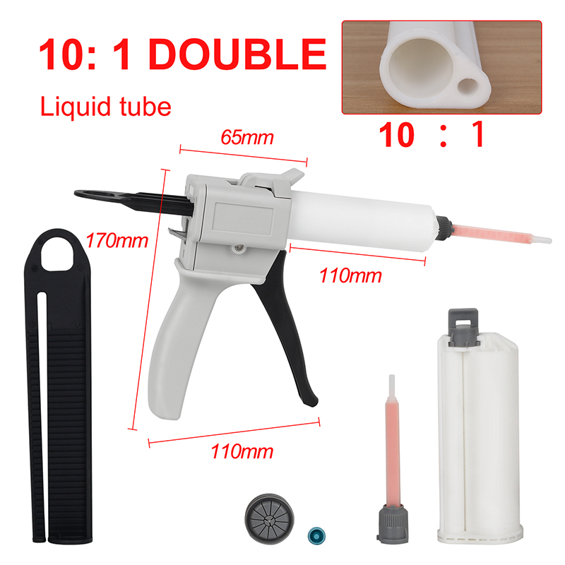 

50ml Two Component AB Epoxy Sealant Glue Gun Applicator Glue Adhensive Squeeze Mixed /2:1/4:1/10:1 Manual Caulking Gun
