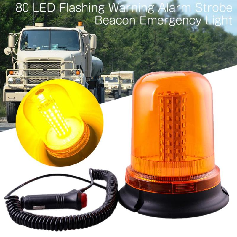 

80 LED Flashing Warning Alarm Strobe Beacon Emergency Traffic Warning Light Amber For Car Truck School bus Engineering Vehicle