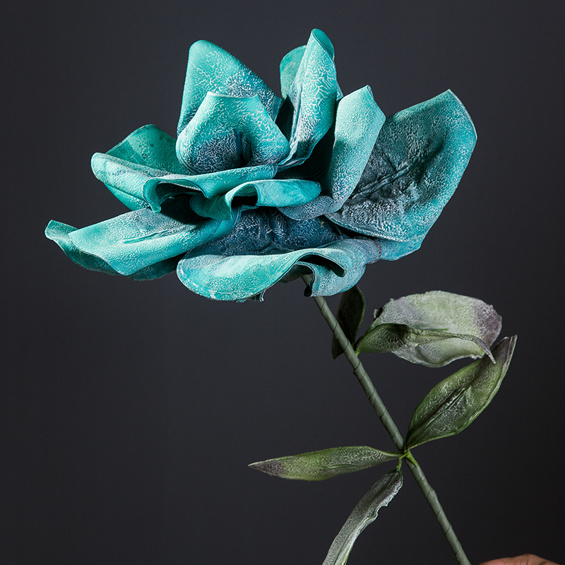 

DIY Projects Home Wedding Hotel Decor Artificial Flower Arrangement EVA Material Big Landing Orchid Flower Branch, Indigo blue