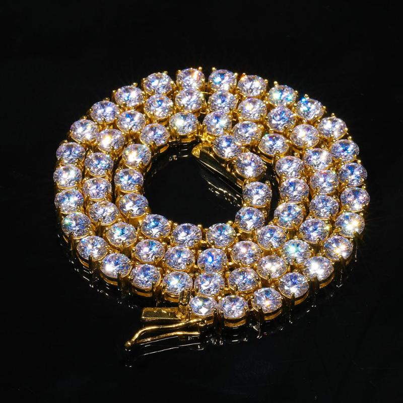 

Chains 4mm Hip Hop 1 Row CZircon Stone Bling Iced Out Tennis Chain Necklace Link Chokers Necklaces For Women Men Rapper Jewelry
