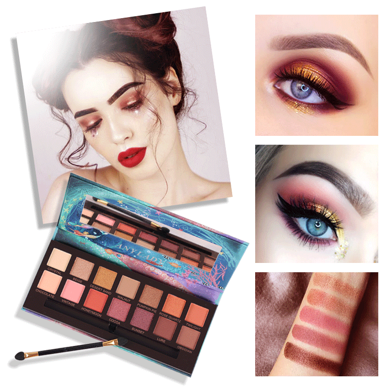 

Beauty Glazed Makeup Eyeshadow Pallete makeup brushes 14 Color Shimmer Pigmented Eye Shadow Palette Make up Palette maquillage, Lyl504-01