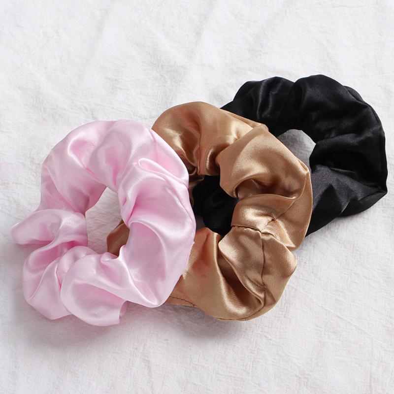 

1Pcs Silky Satin Hair Scrunchies Elastic Hair Bands Solid Color Tie Rope Ring Ponytail Holder Women Accessories