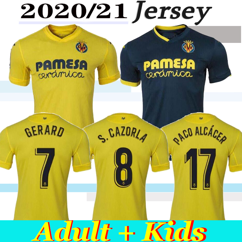 

2020/21 New VILLARREAL Adults and Kids kit occer Jersey GERARO S. CAZORLA PACO ALCÃCER 20 21 fc villarreal HOME AWAY camiseta de fÃºtbol, Black;yellow