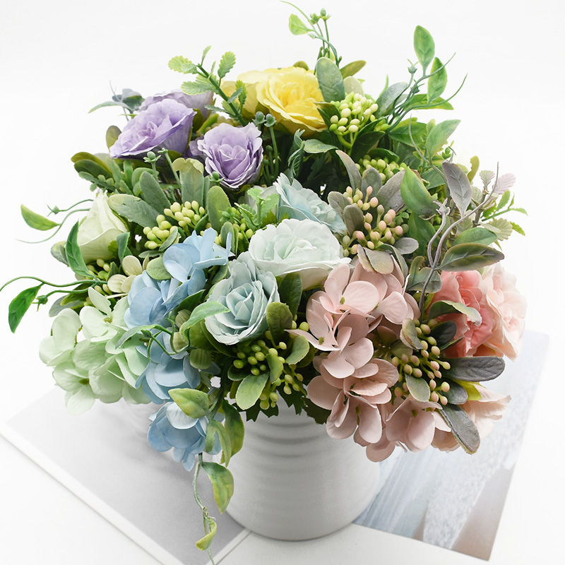 

1 bunch of 5 forks Artificial Rose Bouquet Home decoration accessories Wedding Indoor furnishings Diy Vases for decoration Gifts