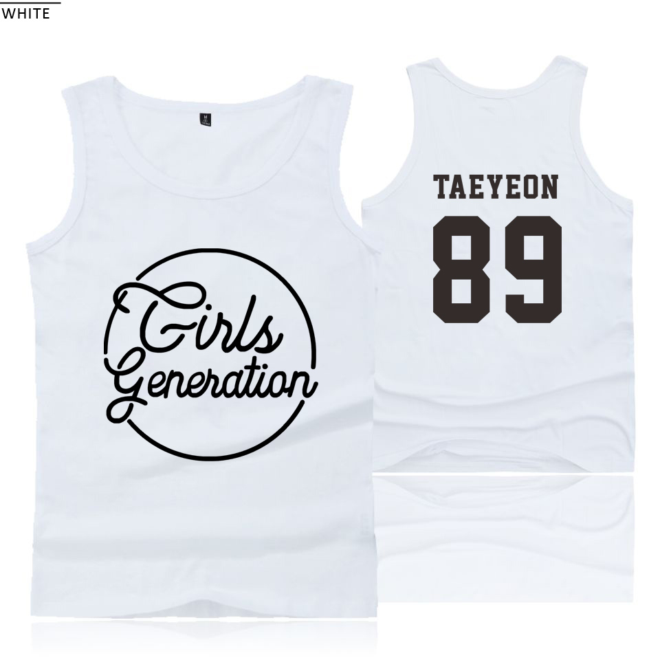 

Blackday Girls Generation Kpop idol Summer Cotton Vest Fashion Tank Tops Cool Casual Streetwear Fitness O-Neck Tops, White