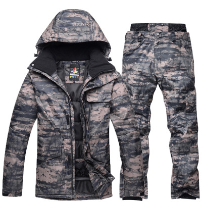 

2020 Men Ski Suit Snowboard Jacket Pant Windproof Wateproof Skiing Clothing Trouser Hoode Super Warm Coat Pant Winter Clothing, White