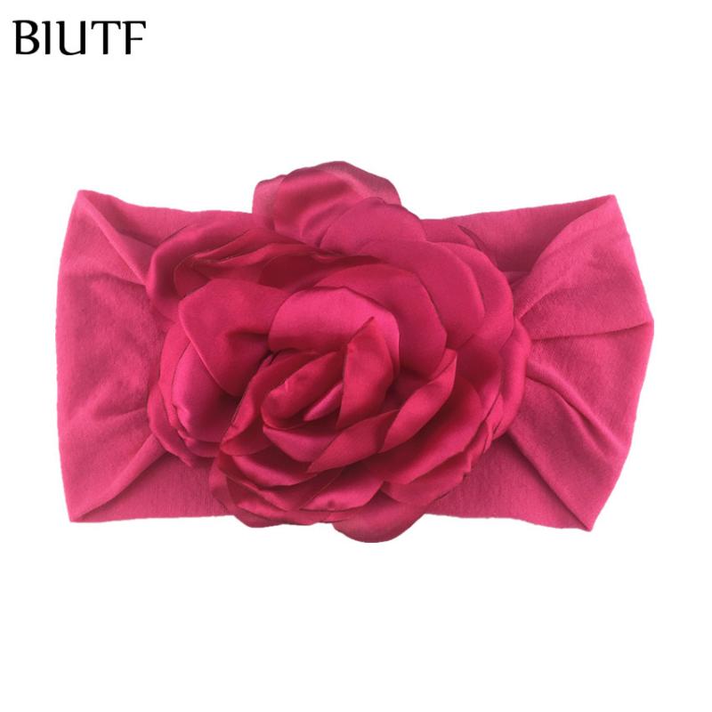 

20pcs/lot Beautiful Hair Accessories 9.5cm Large Satin Peony Flower HeadbandSoft Nylon Headband 19 Color Available 095, 5-black