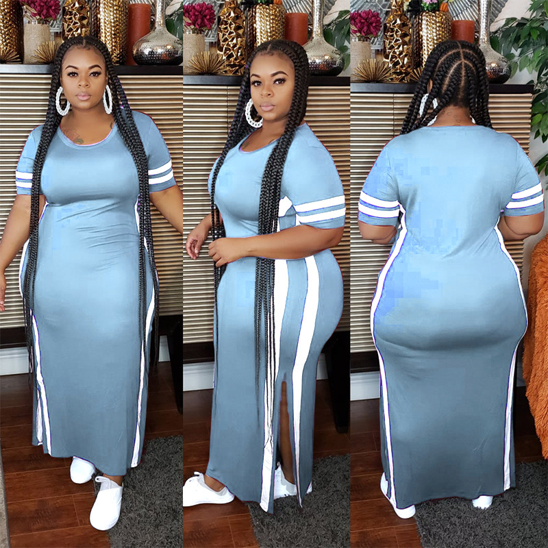 Dresses Spot 2023 European American spring and summer leisure vacation party women's solid color slit dress