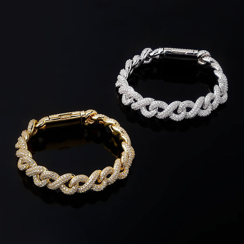 

Gold Silver Charm Bracelet Hip Hop Jewelry Mens Bracelets Luxury Designer Diamond Tennis Cuban Link Chain Bangle Rapper Fashion Accessories