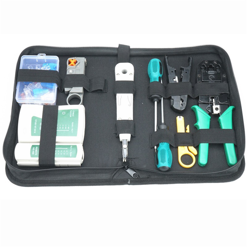 

RJ45 RJ11 RJ12 CAT5 CAT5e Portable LAN Network Repair Tool Kit Utp Cable Tester AND Plier Crimp Crimper Plug Clamp PC 14pcs/set