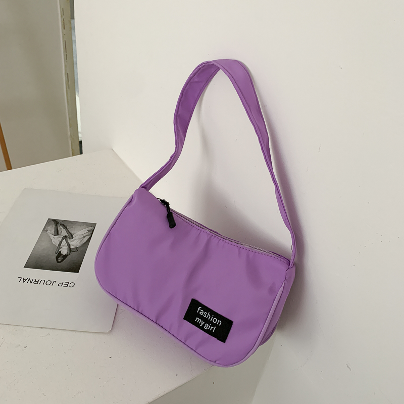 

Fashion Ladies Nylon Baguette Underarm Bag Trendy Elegent Purse Handbags Casual Girls Simple Mini Shoulder Bags Bolsa Feminina, Black