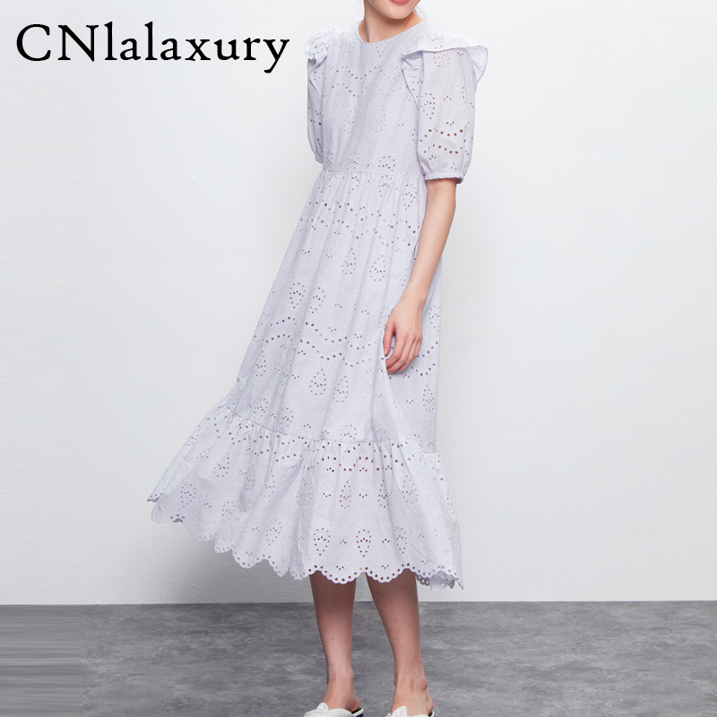 

Women Summer Dress Elegant embroidery Hollow out shortsleeve midi beach dress vestidos de fiesta de noche vestido 2020 Robe, Purple