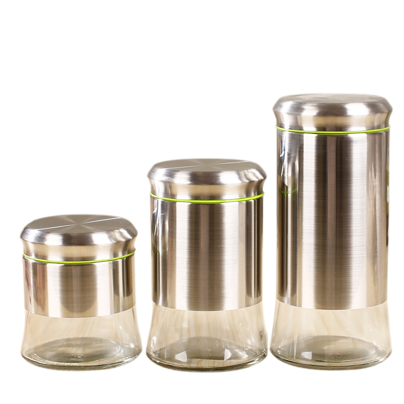 

Stainless Steel Airtight Canister Set Storage Container for Kitchen Counter Grains Sugar Coffee Canister with Clear Glass B