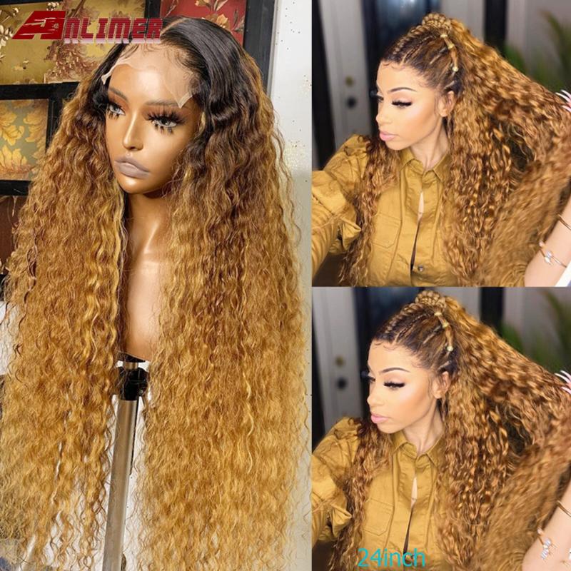 

13x6 180 Density Lace Front Honey Blonde Wave Curly Human Hair Wigs Pre Plucked Brazilian Remy 5*5'' Silk Base PU Lace Wig, 5x5 pu wig