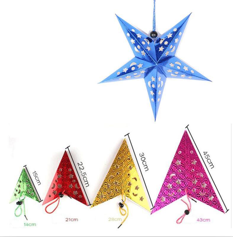 

Hot 30/45/60cm Paper Star Lantern 3D Pentagram Lampshade for Christmas Xmas Party Holloween Birthday Home Hanging Decorations