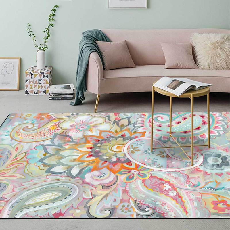 

Nordic Watercolor Leaf Printed Carpets Rugs Bedroom Living Room Sofa Decor Non-Slip Floor Mat Kids Play Game Tapete Area Rug, As pic