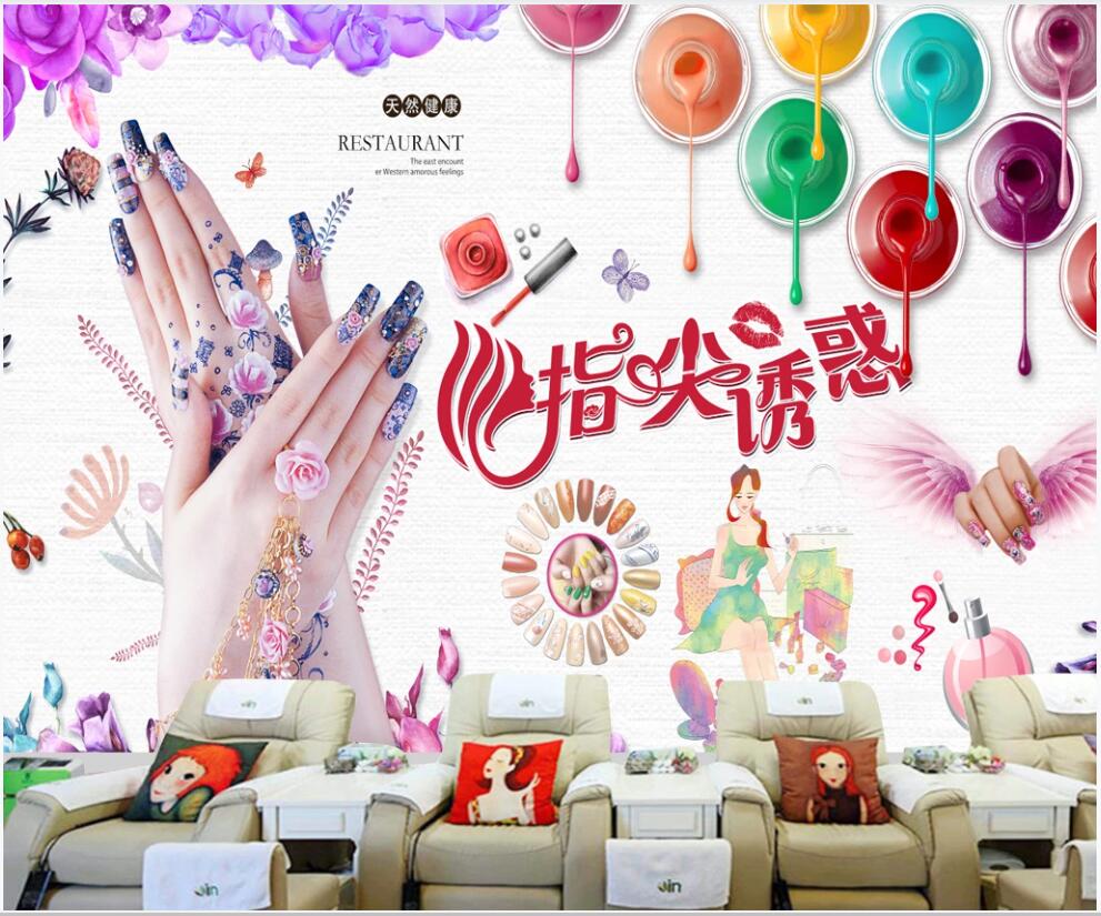 

3d wallpaper custom photo mural European and American cosmetics and nail shops home decor 3d wall murals wallpaper for living room, Non-woven wallpaper