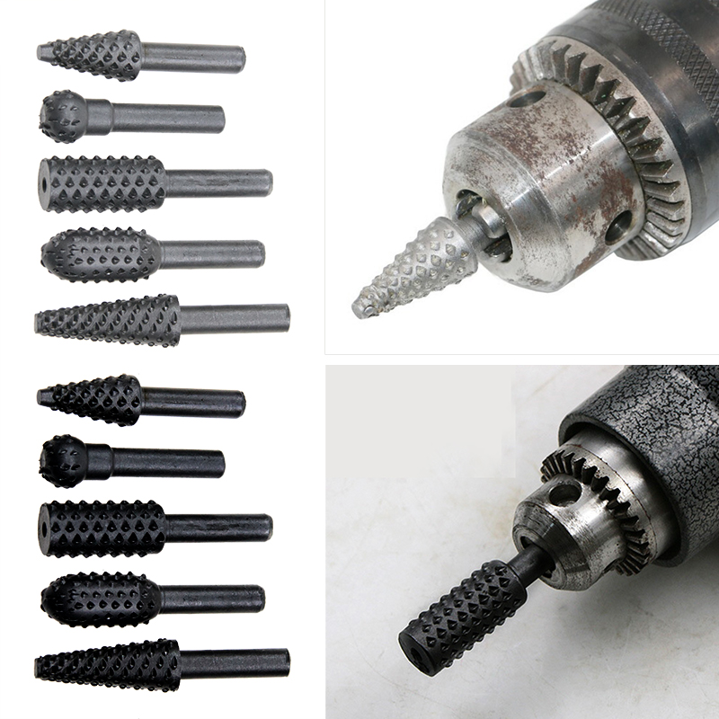 

5pcs Steel Rotary Rasp File 1/4" Shank Rotary Craft Files Rasp Burrs Wood Bits Grinding Power Woodworking Hand Tool