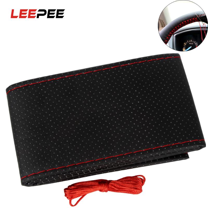 

LEEPEE Soft PU Leather DIY Steering Wheel Covers With Needle and Thread Set Interior accessories