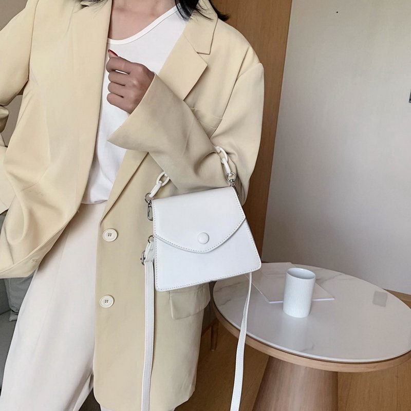 

Dihope New Shoulder Ladies Handbags Thick Chain Cross Body Bag Solid Color Small PU Leather Crossbody Bags For Women 2020 SWild, Black