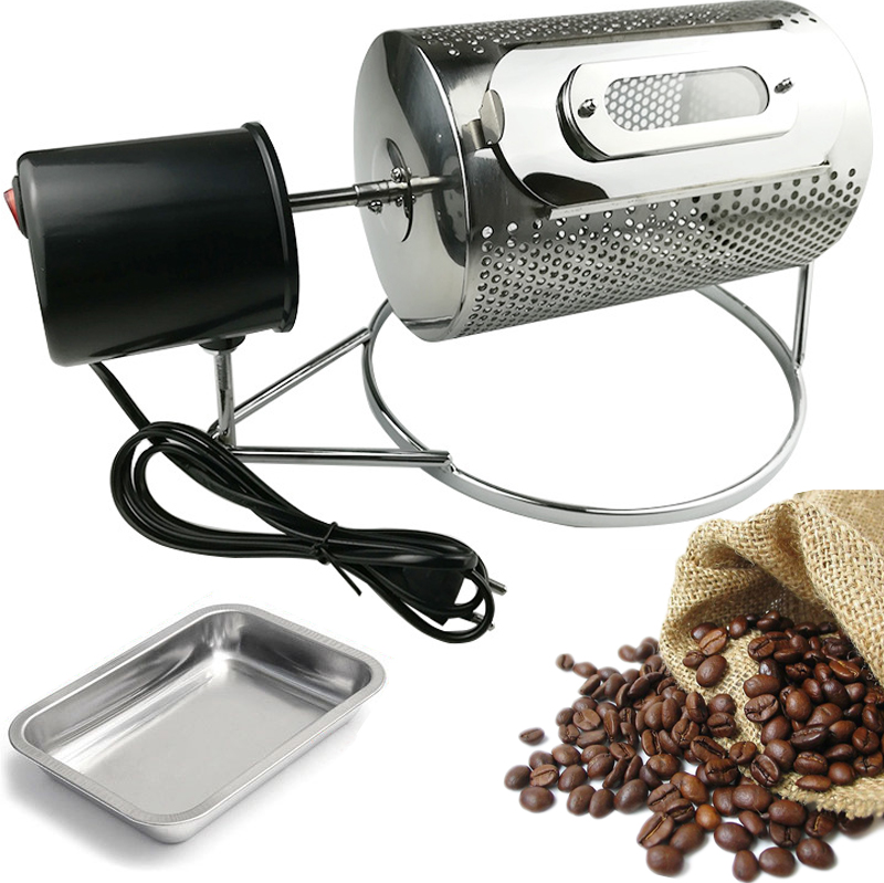 

Stainless Steel Coffee Roasters Rotary Bean Nuts Grain Baking Machine Tray Gift Maker Espresso Kahve Makineleri 110V/220V