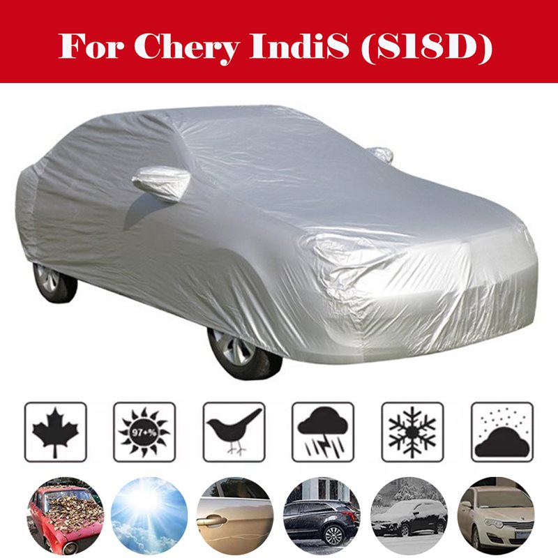 

Full Car Covers Snow Ice Dust Sun UV Shade Cover Foldable Light Silver Auto Car Outdoor Protector Cover For Chery IndiS (S18D