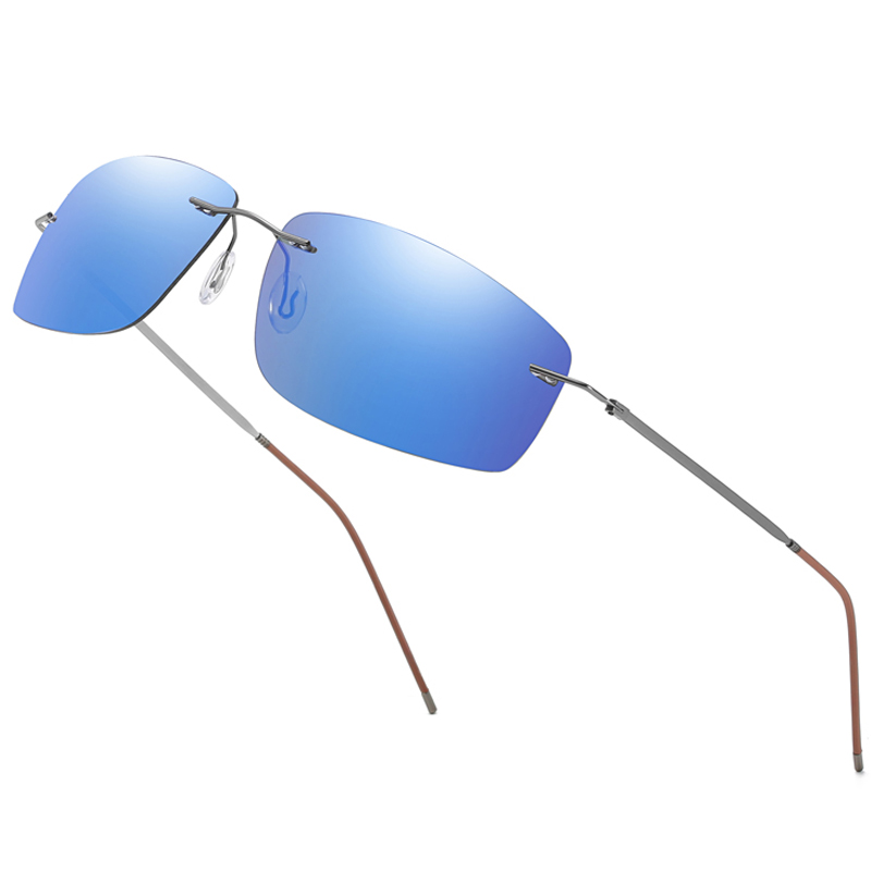 

Titanium Polarized sunglasses Square rimless Polaroid Brand Designer Gafas Men Square Sun glasses sunglasses for men women