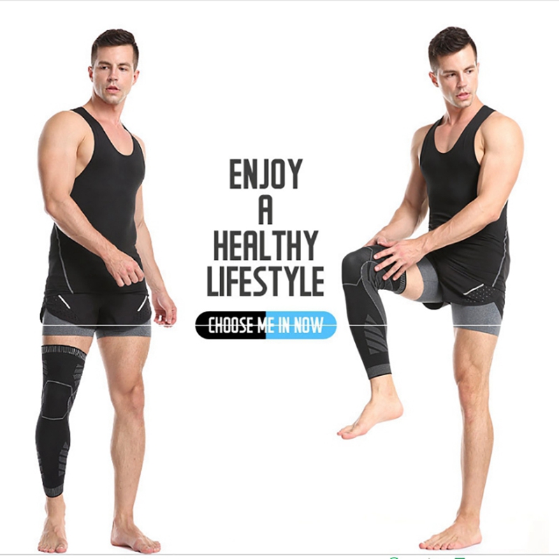 

1PCS Sports Silicone Anti Skid Long Knee Support Brace Breathable In Summer Pad Protector Sports Basketball Leg Knee Pad, Black