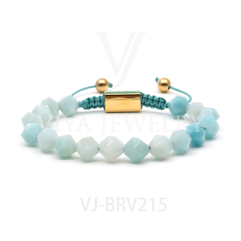 

Fashion 8mm Polygonal Beaded Bracelet Handmade Geometry Natural Stone Bracelet