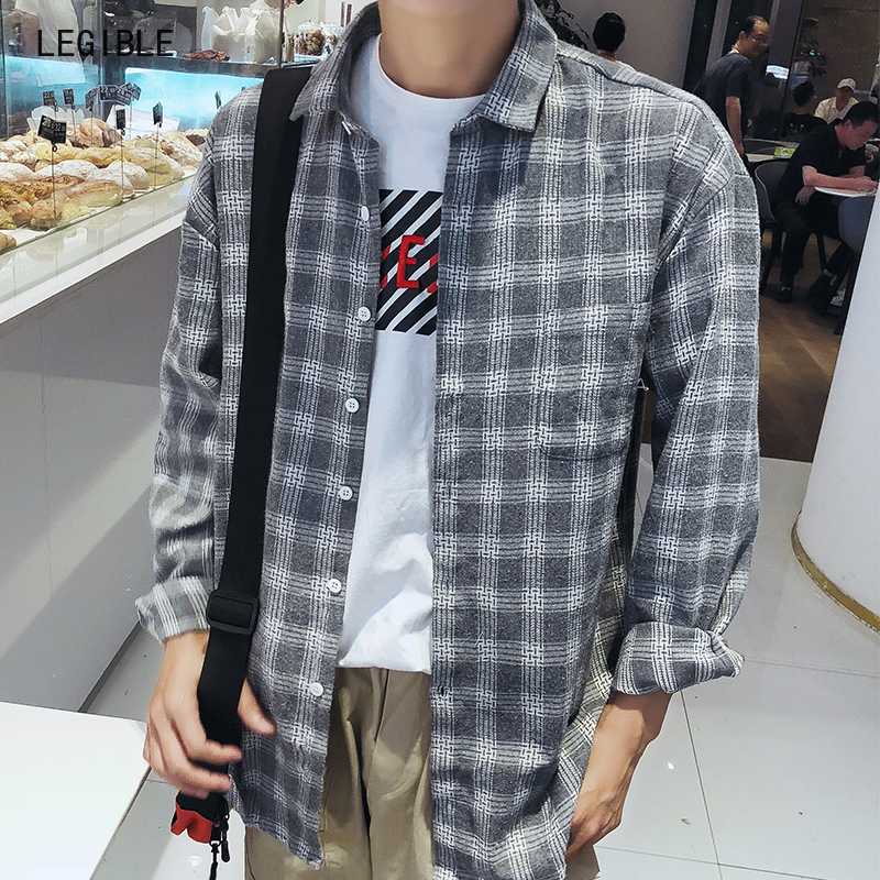

Legible Casual Spring Autumn Plaid Shirt Men Long Sleeve High Quality 2020 Japan Style Loose Streetwear Plus Size -4XL Clothes, Red