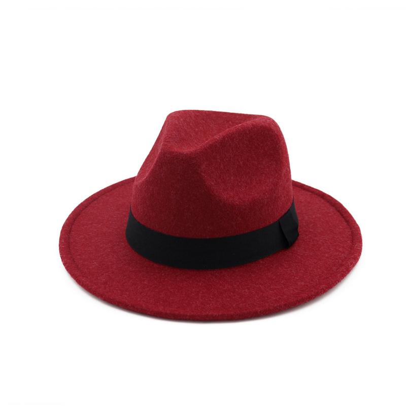 

Unisex Men Women Wool Fedora Hat With Cloth Belt Wide Brim Hat Elegant Lady, Beige